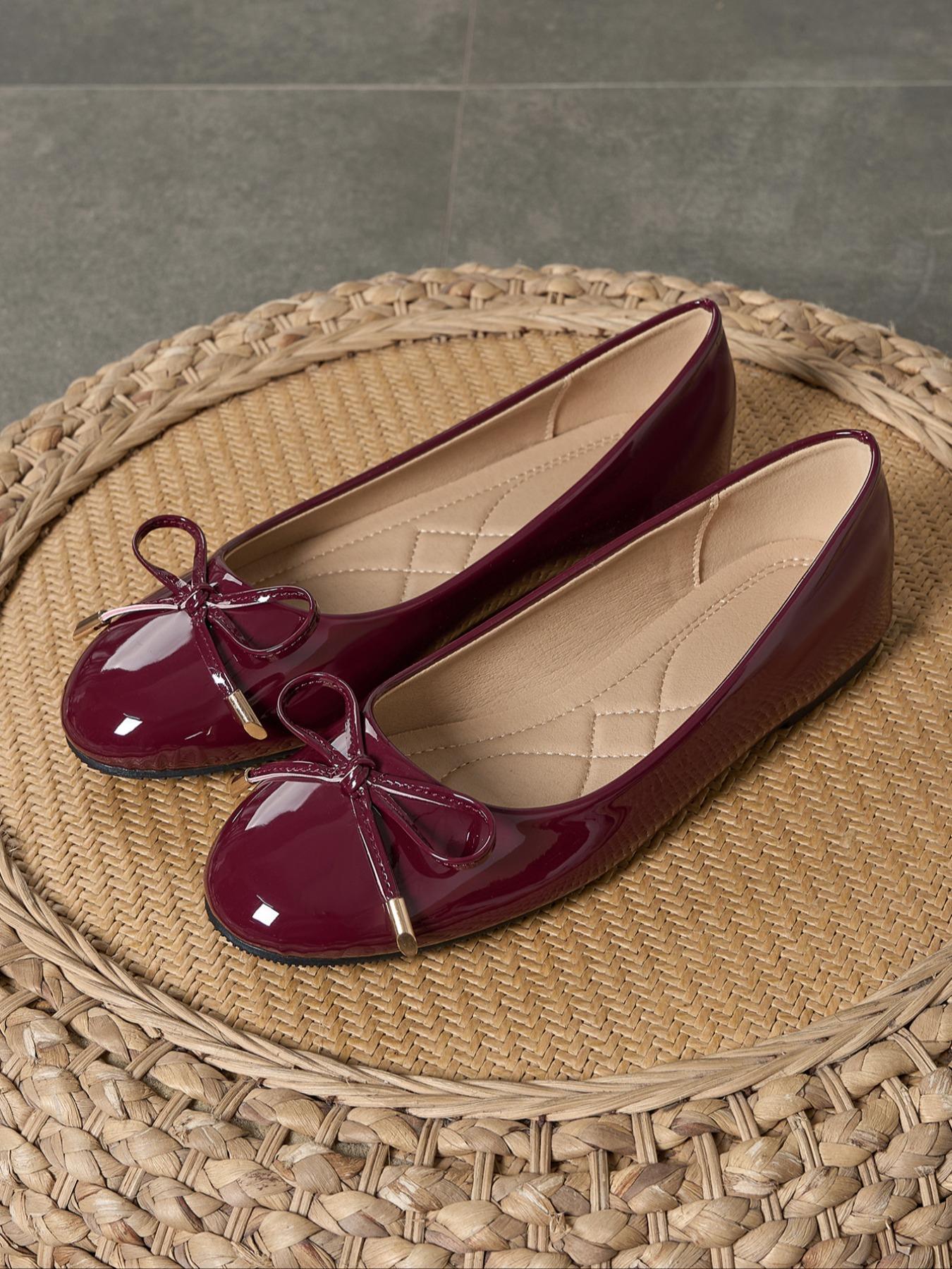 Women's Elegant Solid Color Bowknot Design Mary Jane Shoes, Fashionable Pointed Toe Flat Shoes, Casual Flats for Daily Wear, Lightweight Breathable Comfortable Shoes for Women & Girls, Ballerina Flats