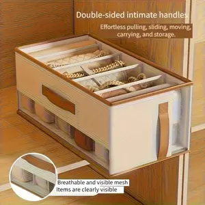 Foldable white tote bag storage box with transparent window, Foldable Storage Bins - suitable for multi compartment storage of handbags, shoes, and accessories - space saving closet and wardrobe organizing tools, durable compartment dividers