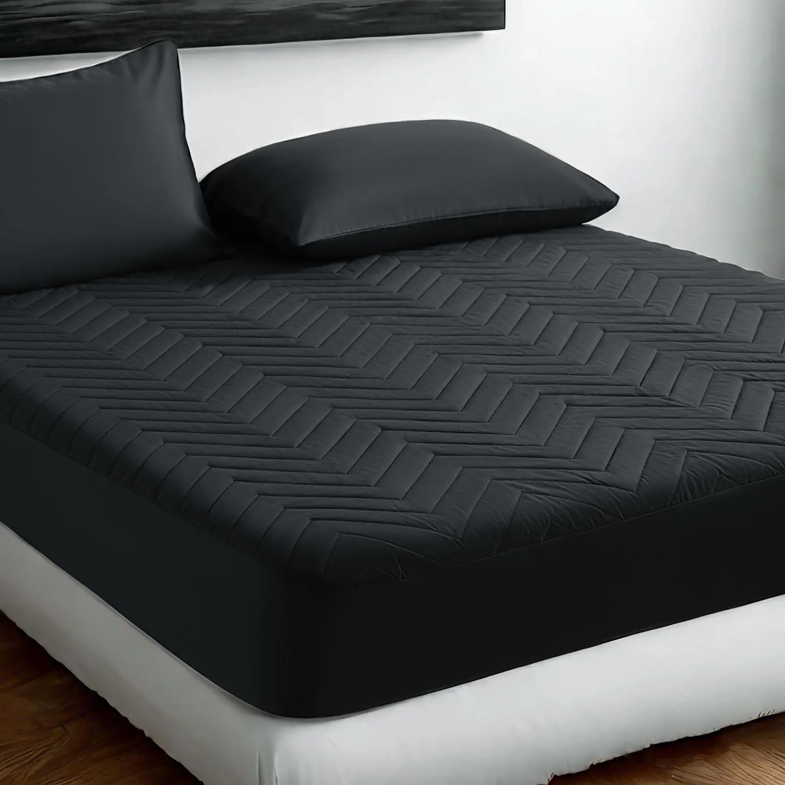 Quilted Waterproof Fitted Mattress Protector - 38cm Deep Pocket, Soft & Breathable, Machine Washable, Cold Wash Compatible, Fits Twin XL/California King (191x99x1cm), Available in Black,Coffee,White,Navy Blue,Smoke Grey, Do Not Bleach, Fully Elasticized S