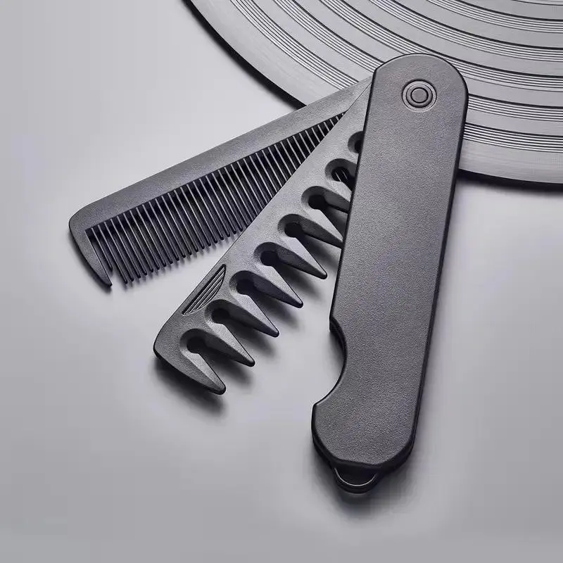 Multifunctional Folding Comb for Men, Comb for Oiled Hair Styling, Wide Tooth Comb for Texturizing, Portable for Travel