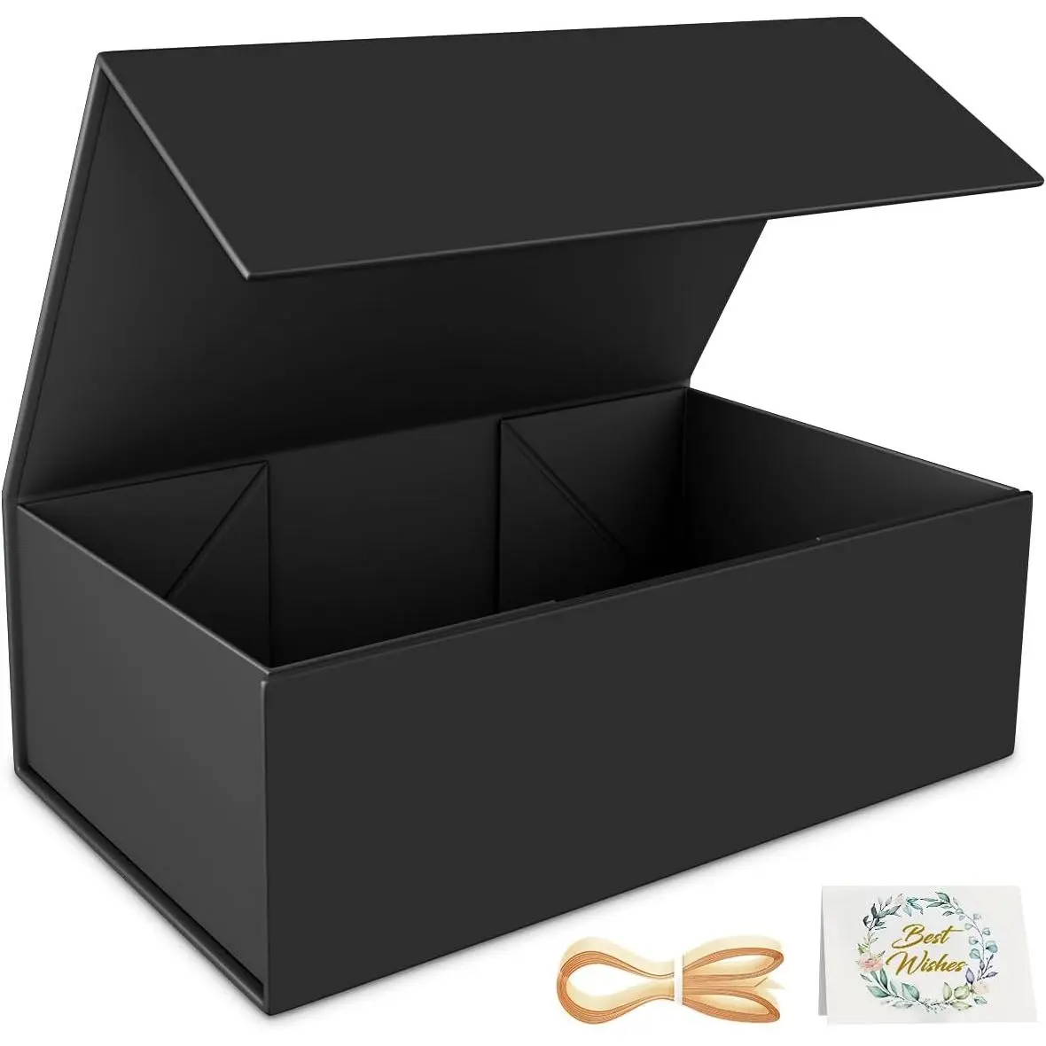 Black Gift Box with Lid, 9.5 x 6 x 3 Inches for Presents