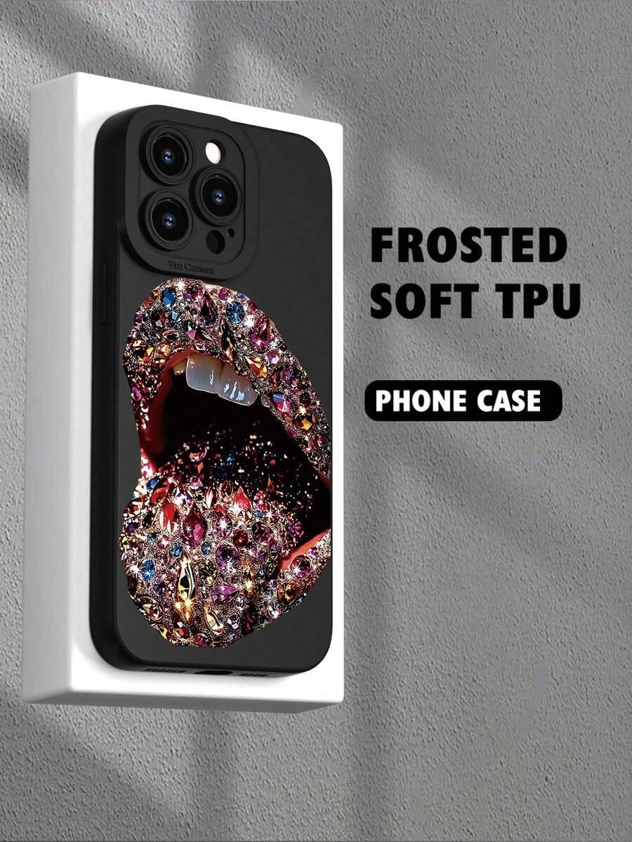 1pc Sexy Lip Print 2D Pattern Creative Vintage Art Style Phone Case, Suitable For GiftingTo Family, Couples, Birthdays, Soft Protective Case Suitable For IPhone17/16 Pro Max/15 Pro Max/14 Pro Max/13 Pro Max/12 Pro Max Waterproof  Scratch Resistant