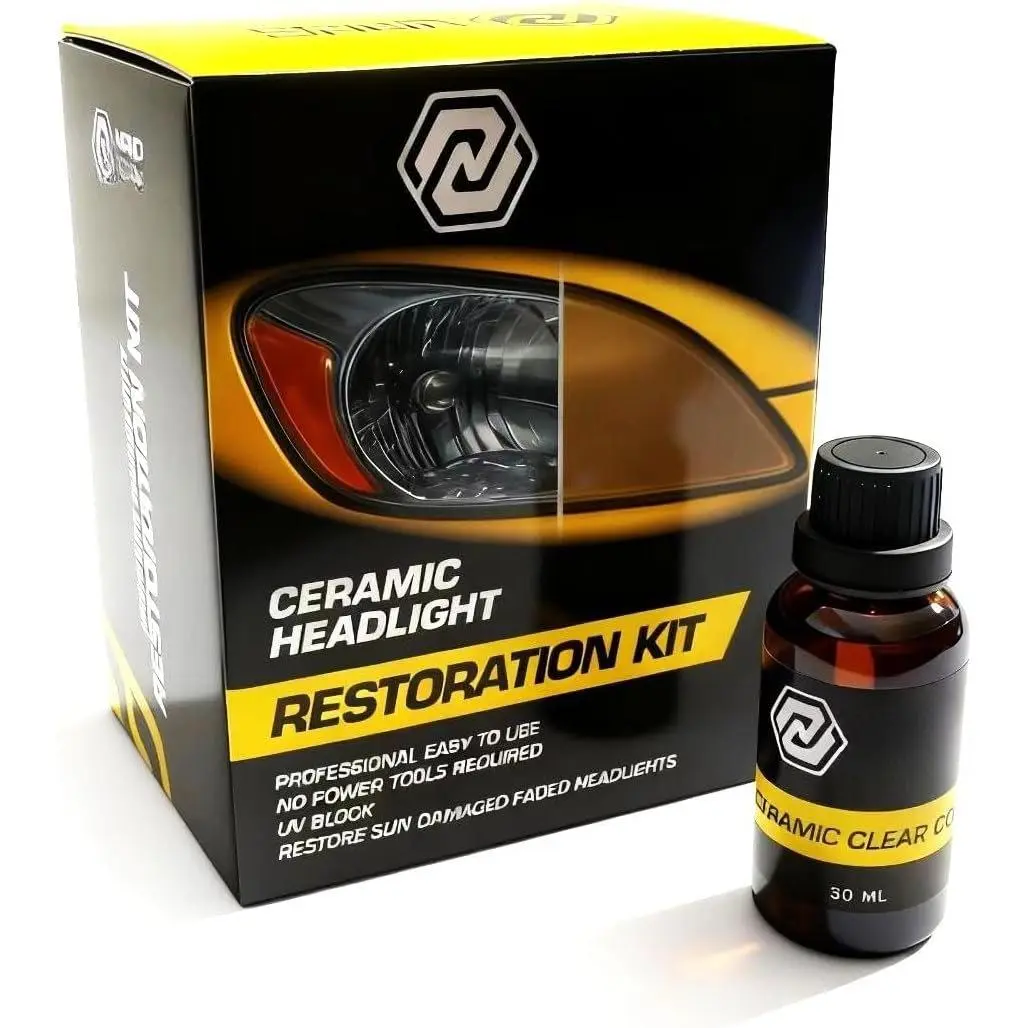 3 Easy Steps Ceramic Headlight Restoration Kit, Removes Oxidation, Restores Foggy Plastic Lenses, Self-Leveling Clear Coat, 30ml