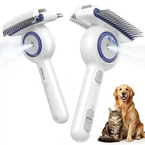 Dog Brush for Shedding with Steam, Double-Sided Spray Pet Hair Removal Comb for Shedding Grooming & Massage, 360-Degree Steel Pins Deshedding Brush for Dogs and Cats with Long & Tangled Hair