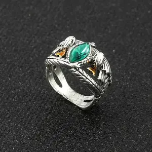 Lord of the Rings Barahir Ring - Aragorn Gondor Green Crystal Metal Coating Male Daily Cosplay Personality Jewelry, Men's Gift