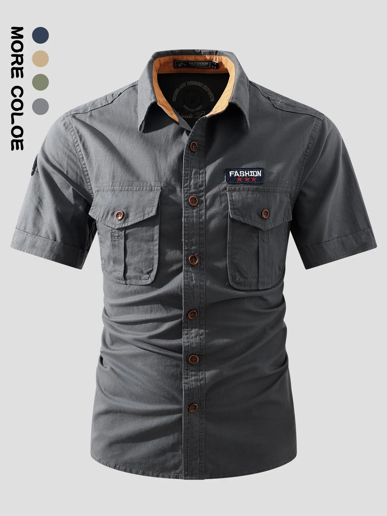 Summer Quick-Dry Workwear Short Sleeve Shirt for Men, Multi-Pocket Tactical Outdoor Breathable Climbing Fishing Camping Shirt, Casual Slim Fit
