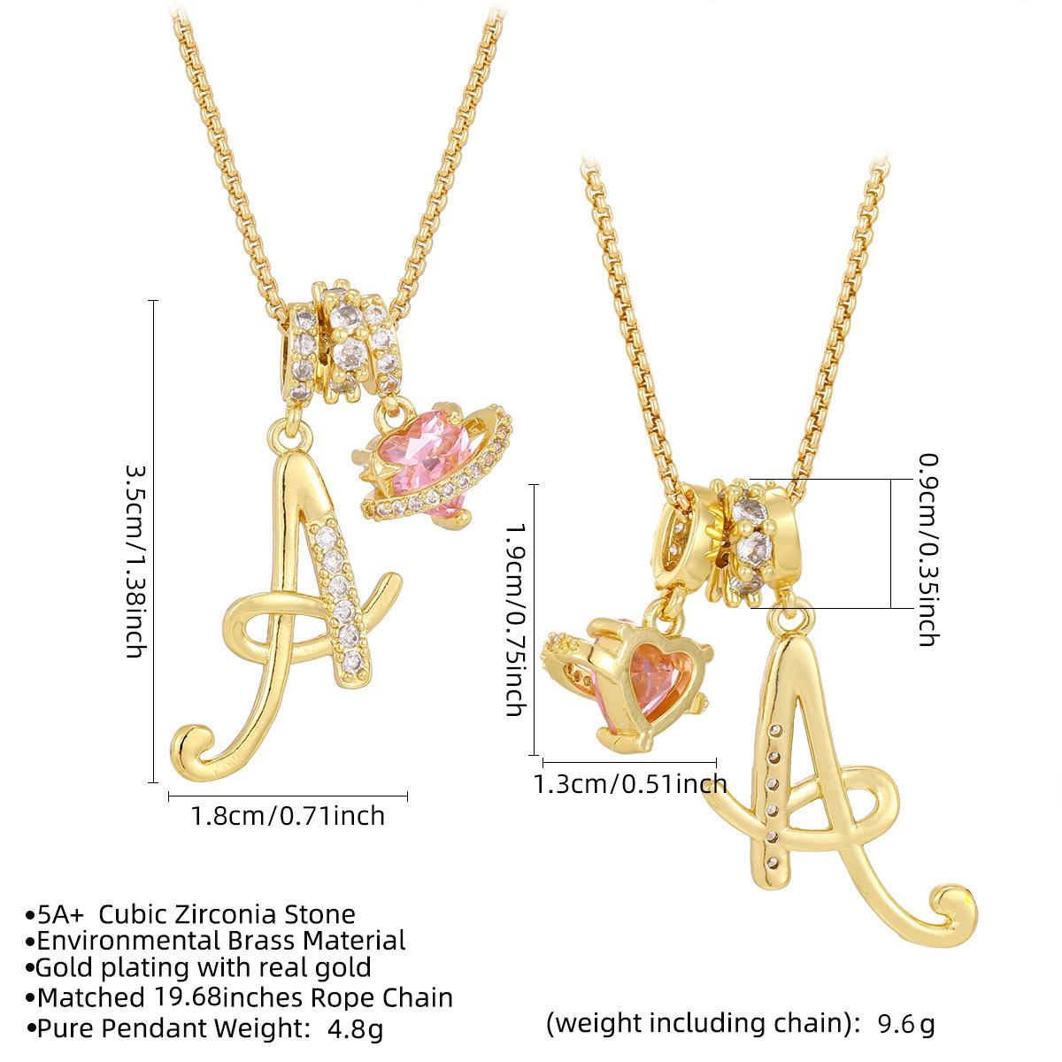 Art Design Letter Necklace Gold 3-Layering Initial A-Z Letter Pendant Necklaces for Women Snake Chain Choker Pink Heart Zircon Adjustable Length Necklace Jewelry For Christmas