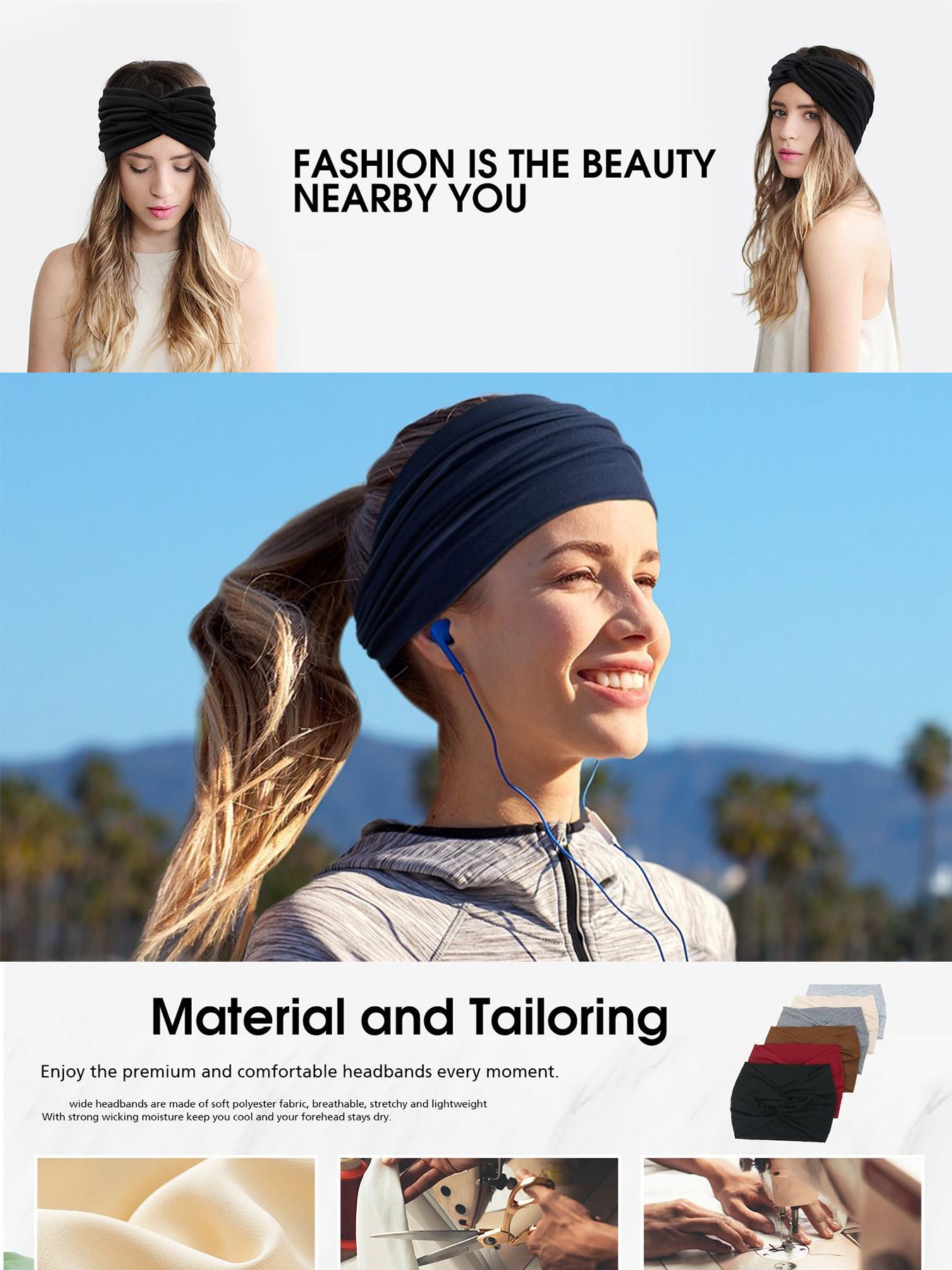 Solid Color Wide Hair Band, Boho Style Hair Accessories for Women & Girls, Minimalist Headwear Suitable for Thick Hair, Chic Headbands