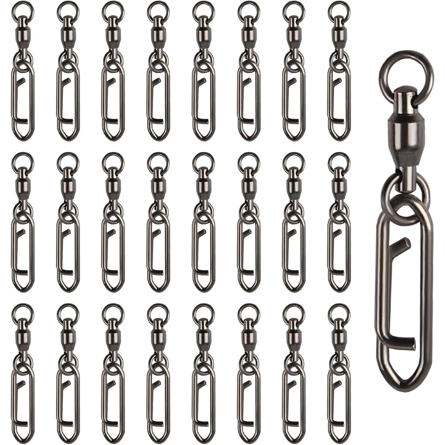 25 count Fishing Speed Clips for Fishing Lures Quick Change Fishing Snap Ball Bearing Swivel Power Clips Top Water Speed Clips Freshwater Saltwater Crankbait Popper Lure Quick Snaps Connector Tackle 44lb