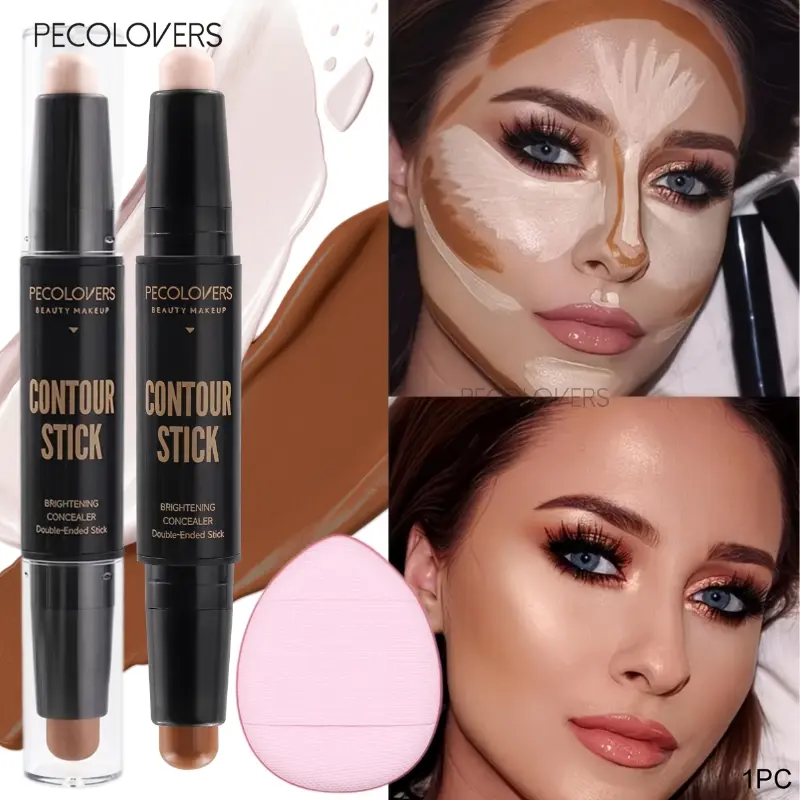 1PC Cream Antique Copper Repair Stick, Double Head Contour Repair Stick, Concealing Contouring, Concealer Facial Defects and Dark Circles Under The Eyes, Non Caking, Non Greasy Makeup Effect, Waterproof and Durable, Multi-purpose Makeup Stick