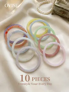 Ten-Piece Set Chinese Jade-Like Bracelets with Gift Box, Perfect for Blessing and Memorabilia, 62mm Elegant Plain Pmma Chain