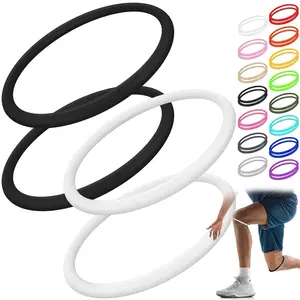 4 Pcs Silicone Patella Knee Band for Basketball Patella Tendon Support Knee Pain Running Tendon Brace Support Strap (Black &White) Patellar Belt