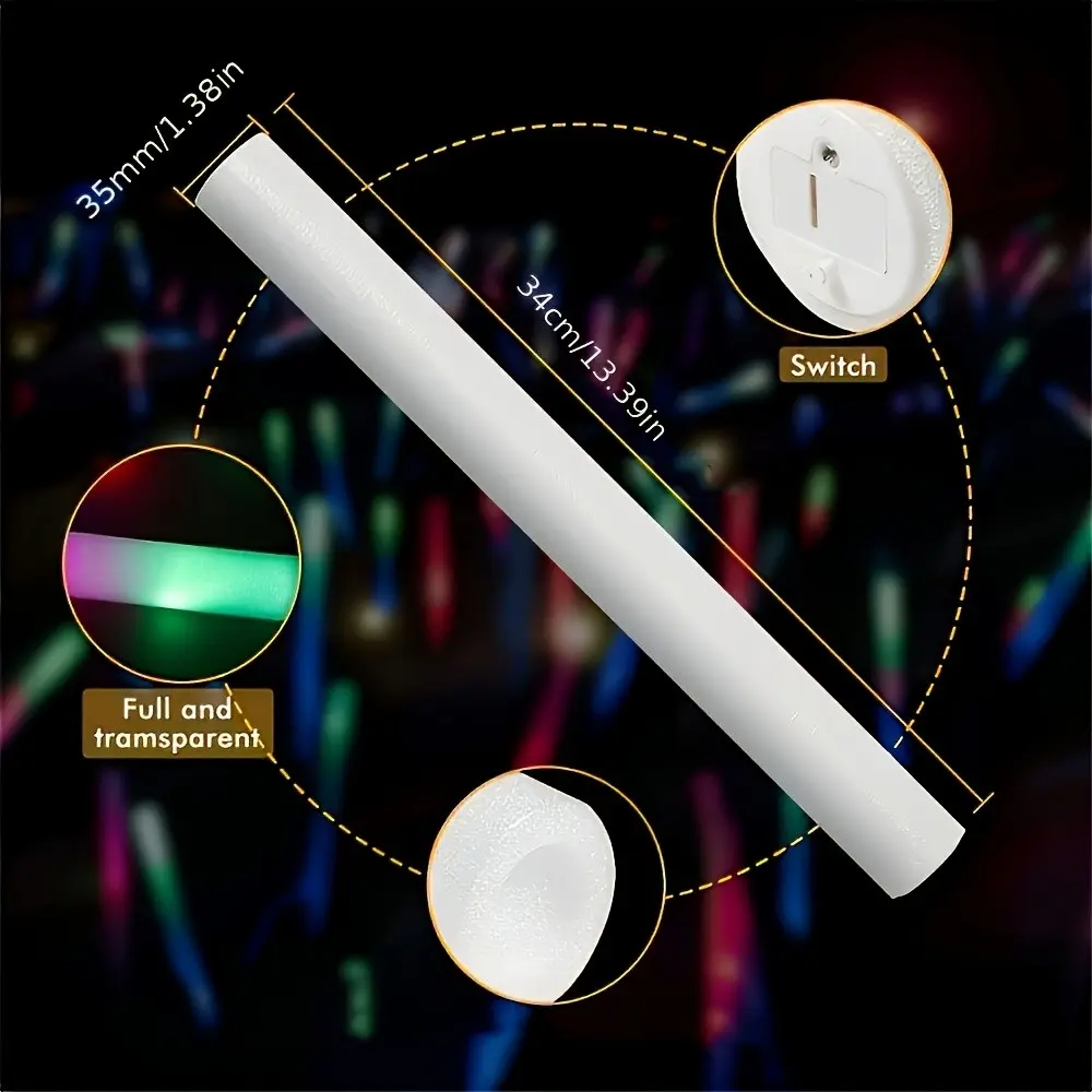 50pcs Blue Foam Glow Sticks with 3LEDs, 3-Mode Flashing LED Light Sticks for Parties, Glow In The Dark, Wedding, Birthday, Concert, Christmas, Halloween, Party Supplies Bundle