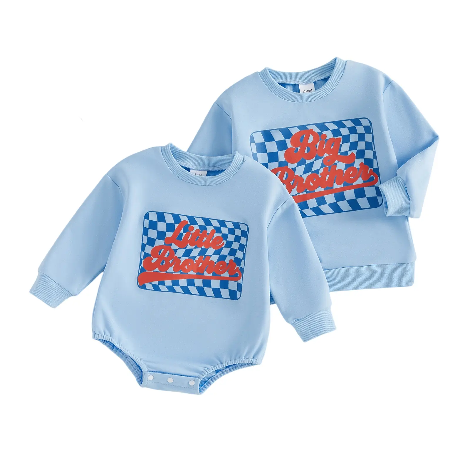 Infant Baby Boy Sweatshirt Romper Casual Letter Checkerboard Print Fall Long Sleeve Jumpsuit Cute Pullovers 0-5 Years