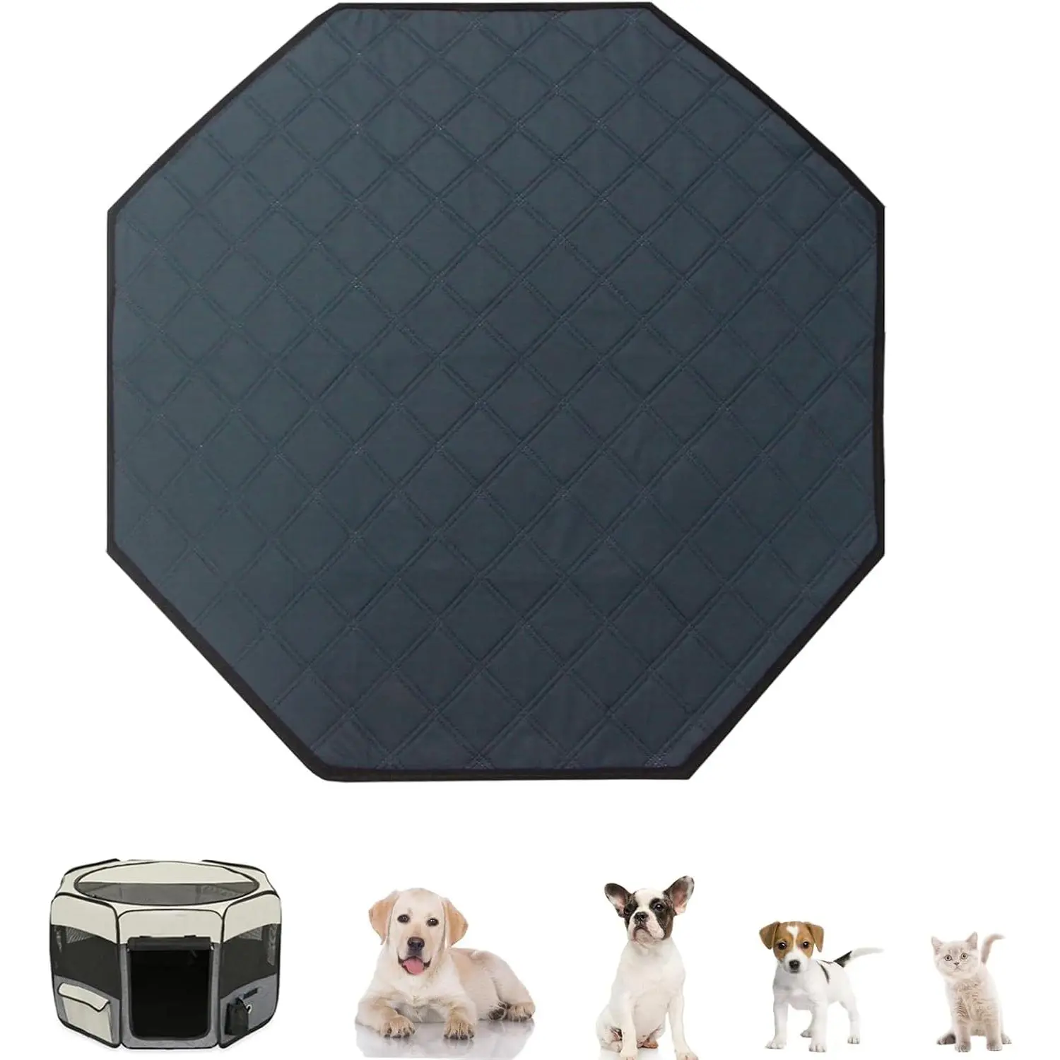 29' Octagon  Playpen Mat Washable Leakproof Anti-Slip  Liner |  Super Absorbent Potty  Whelping Pad, Non-Slip Bottom for Puppies, Cats Octagon Indoor Playpen
