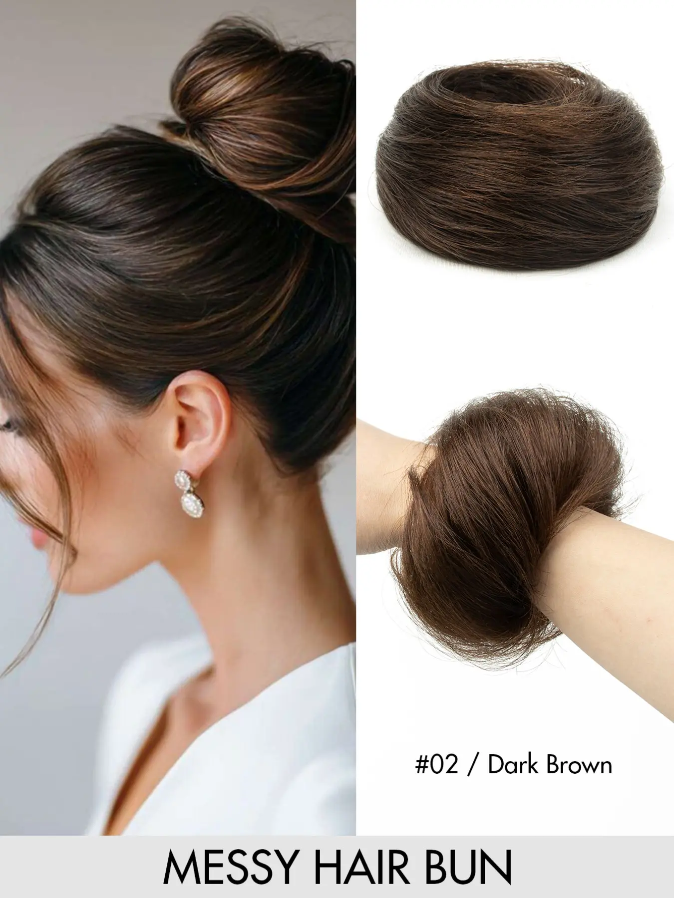 1pcs Messy Bun Hair Piece Human Hair Wave Hair  for Updos Donut Elegant Chignon with Elastic Rubber Hair Scrunchies for Women's  Hair Easy to Wear