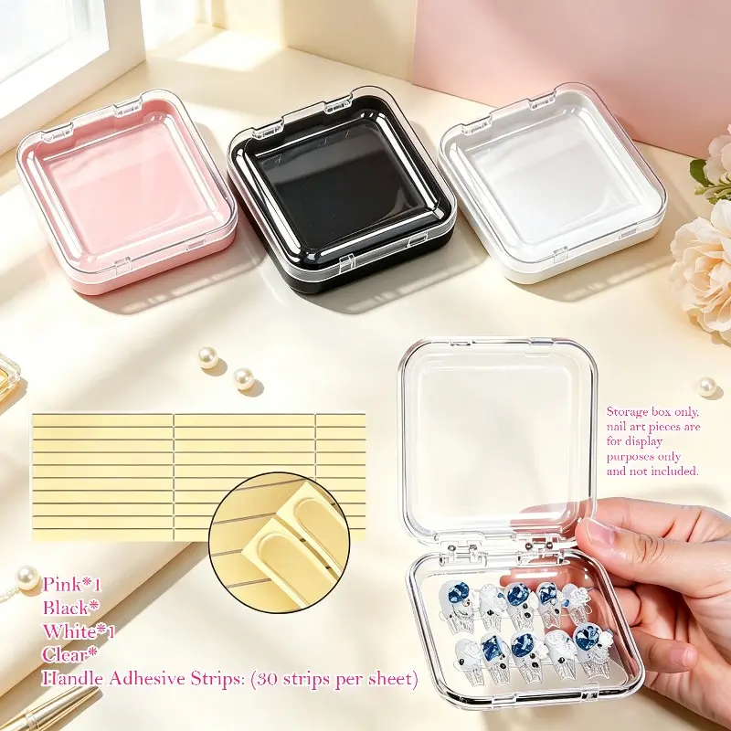 4pcs  High-End Clear Press-On Nail Storage Box, Handmade Nail Tip Display Packaging Box, Transparent Luxury Empty Box for Finished Nail Art Separate Storage