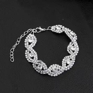 Stylish Square Geometric Rhinestone Bracelet Sparkling Crystal Bangle Elegant Wedding Party Accessories For Women