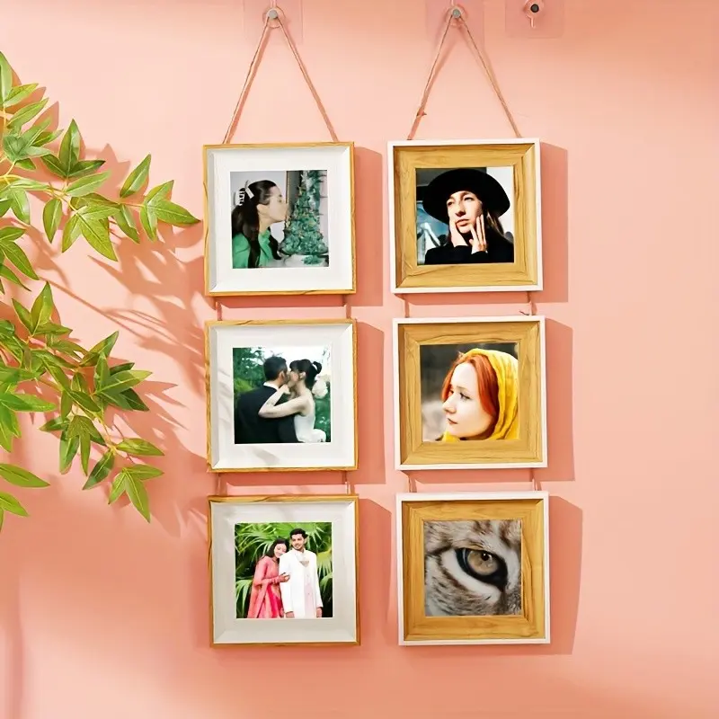 Wall-Mounted Photo Frame Set, Aesthetic Room Decor, Perfect Gift for Easter, Father's Day, Christmas, Family Photos