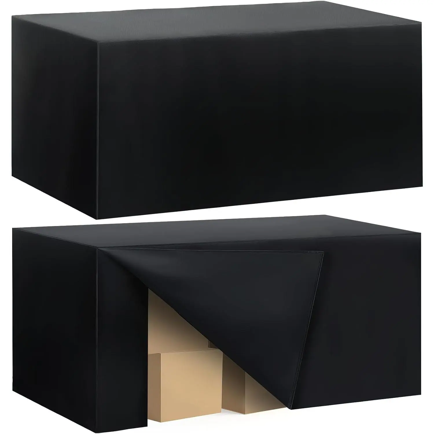 2-Pack Fitted Polyester Tablecloths for 6-Foot Rectangle Tables (72x30 in), Water-Resistant Black Table Covers for Weddings, Parties, Trade Shows