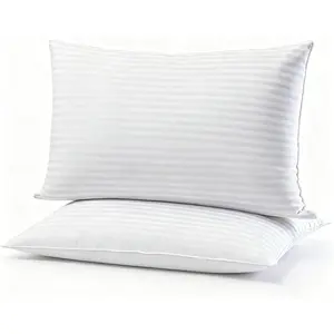 Flat Ultra Thin Bed Pillows Standard Size Pillow Set of 2 Extra Soft Down Alternative for Stomach Back Sleeper Hotel Collection 20x26inches