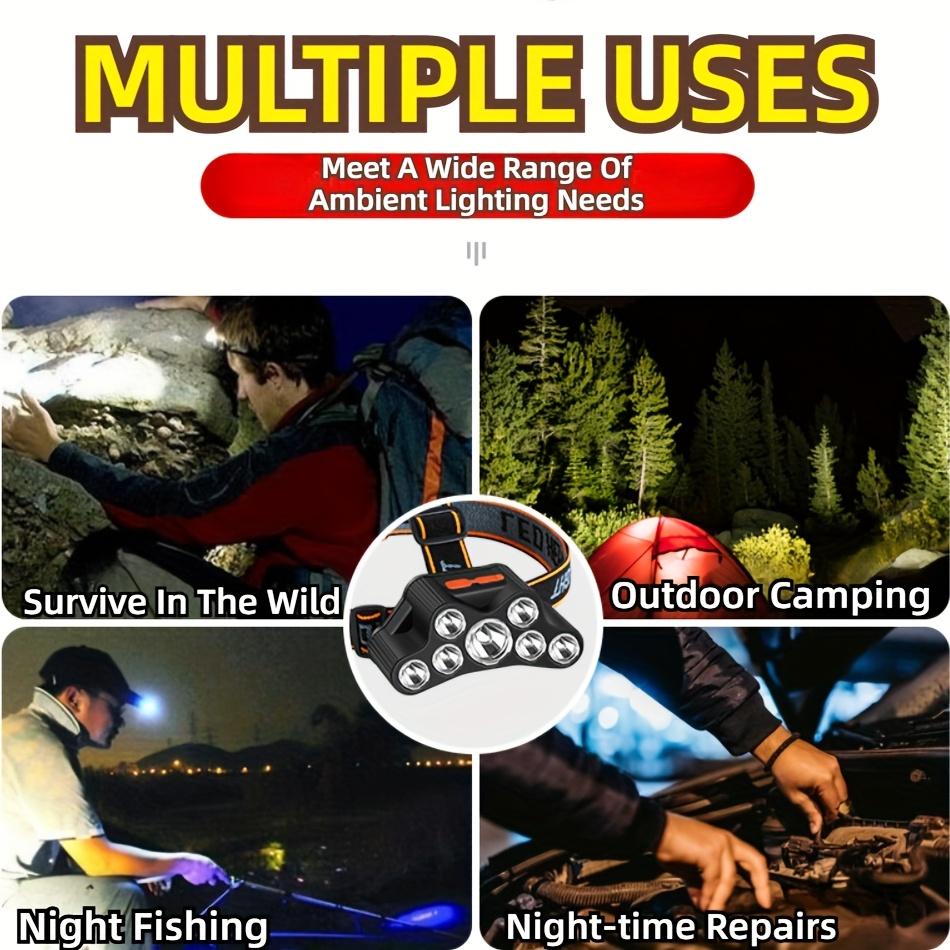 2PC Multifunctional 7LED Headlight 4 Modes Headlight Flashlight USB Rechargeable Headlight Rechargeable, Adjustable Headlight Fixture, Suitable for Camping, Outdoor Running, Hunting, Hiking, Camping
