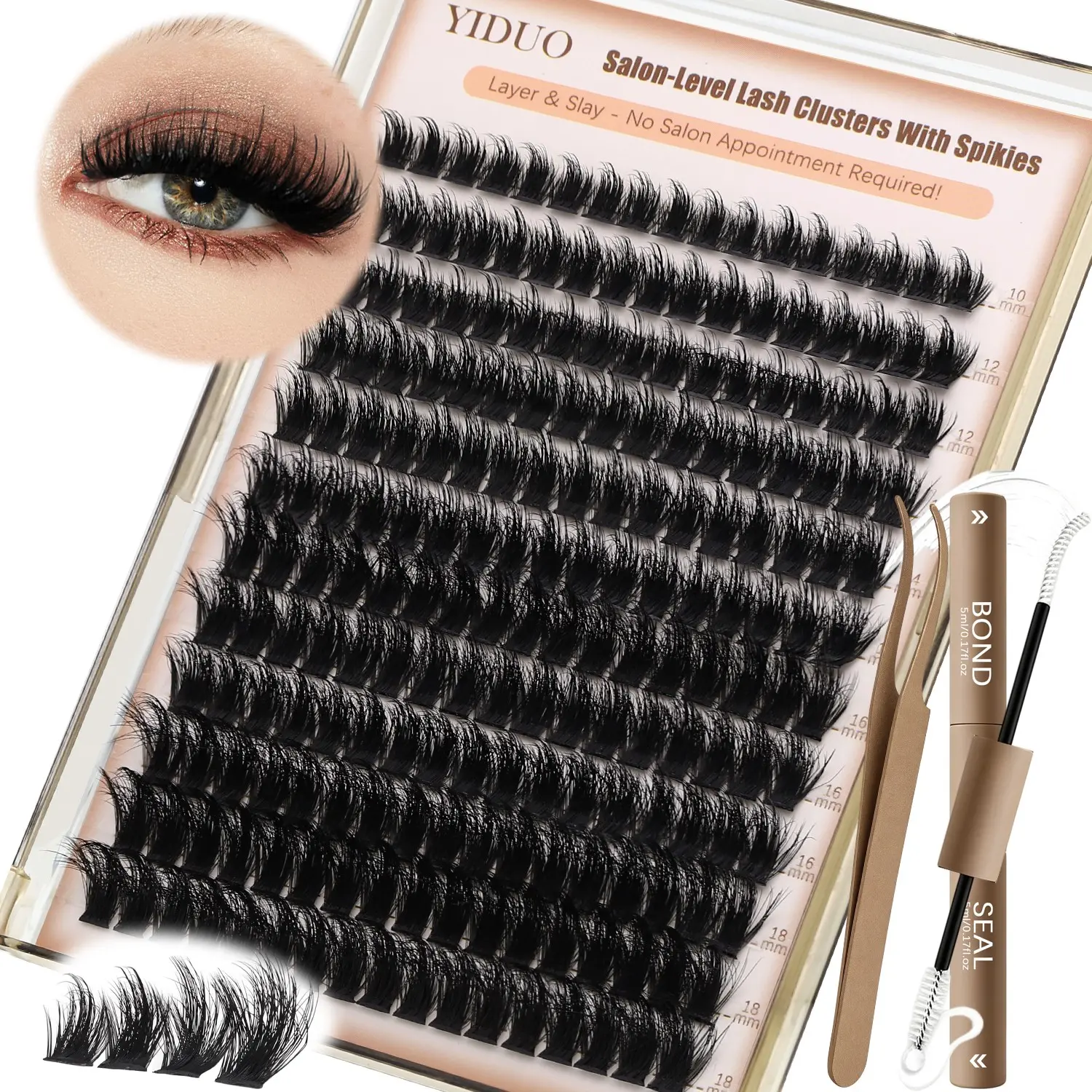 YIDUO Spiky Manga Lash Clusters With Spikes, Spiky Lashes, Pre‑Spikes Wispy Cluster Eyelash Extensions, Fluffy Anime Eyelash Clusters, Reusable Faux Mink Individual Lash Extensions, D Curve 12‑18mm, 204 Pieces, Makeup