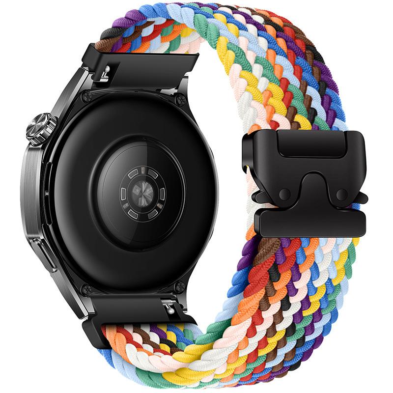 Compatible with Samsung Watch 7 — Parachute Buckle, Nylon Braided Rainbow Loop Sports Watch Band