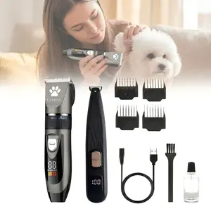 Luxury Pet Electric Clipper and Foot Trimmer Set, Low Noise LCD Display, Professional Grooming Tool for Dogs and Cats