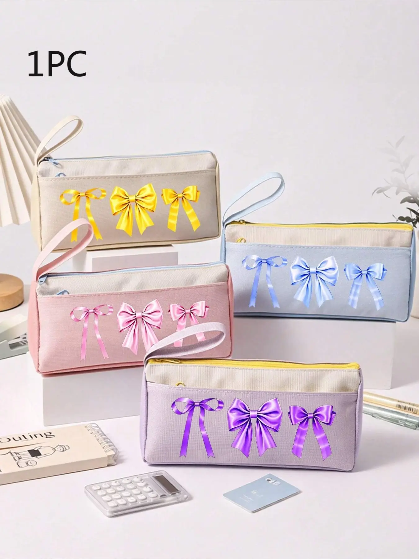 Butterfly Print Pencil Case, Large Capacity Stationery Box, Dual Zipper Design, Hand Strap, Ideal for School, Office, Travel