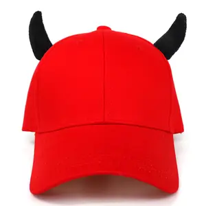 Adjustable Devil Horn Baseball Cap Unisex Halloween Cosplay Orange Hat
