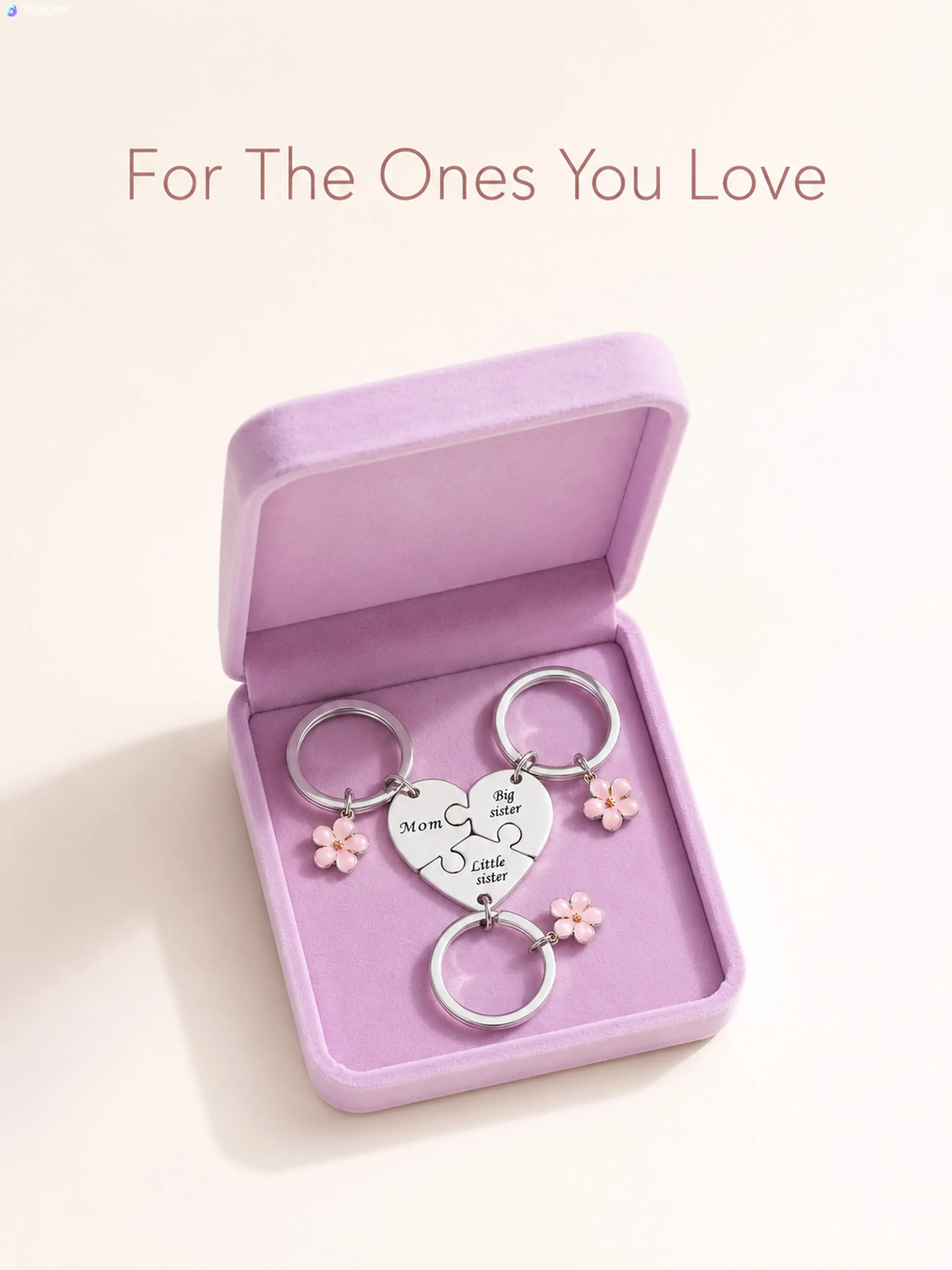 Three Family Keychains for Mom, Big Sister, Little Sister, Heartwarming Gift Box, Perfect for Mother's Day, Birthday, Christmas