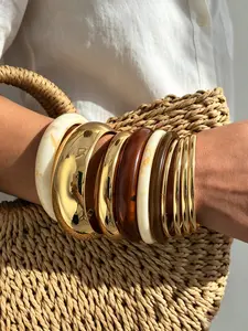 10 Pcs Women's Fashion Bracelets, Chunky Resin Bangle Set, Casual Style, All Seasons, Perfect for Daily Wear, Gifts, Parties, Weddings