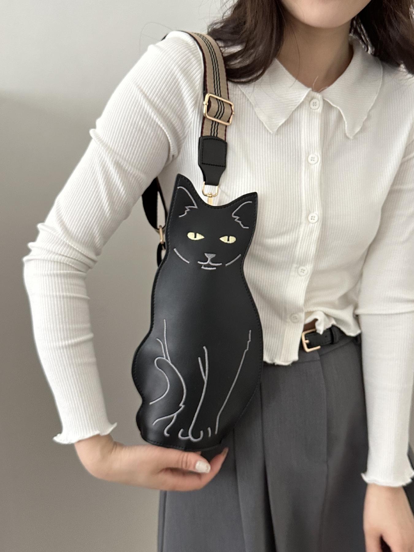 Women's  Cute Cat Design Zipper Fanny Pack, Novelty Animal Design Sling Bag for Daily Used, Casual Trendy Versatile High-quality Daily Commuting Bag, Casual Waist Bag, Zipper Belt Bag, Casual Bum Bag, Fashion Waist Packs