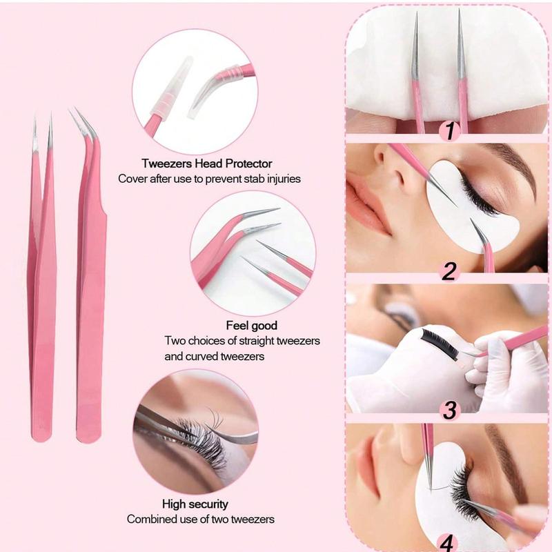 Eyelash Extension Kit, 1 Set Professional Lash Extension Kit for Beginners, Including Practice Mannequin Head Lash Tray, Glue, Tweezers, Grafting Lash, Eyelash Application, Eyelash Kit, Eyelashes Extensions