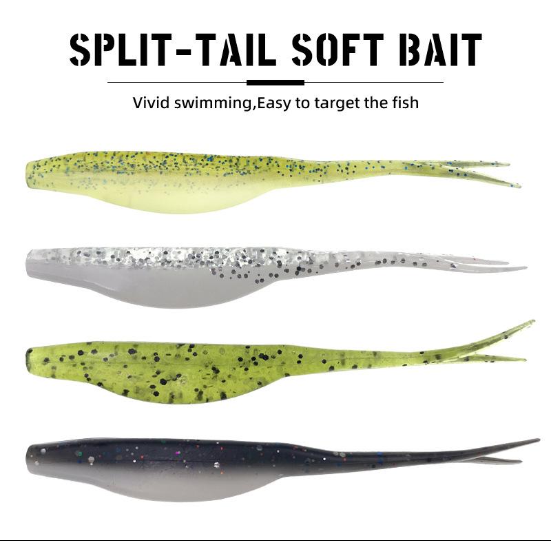 10Pcs Soft Lure Fork Tail Worm 4.5g 9.5cm Artificial Bait Fishing Tackle