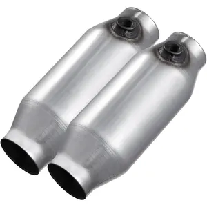 Father's Day Gift VEVOR 2.5 Inch Inlet/Outlet Catalytic Converter, Universal High Flow Cat Converter with O2 Port (2.5" 2PCS)