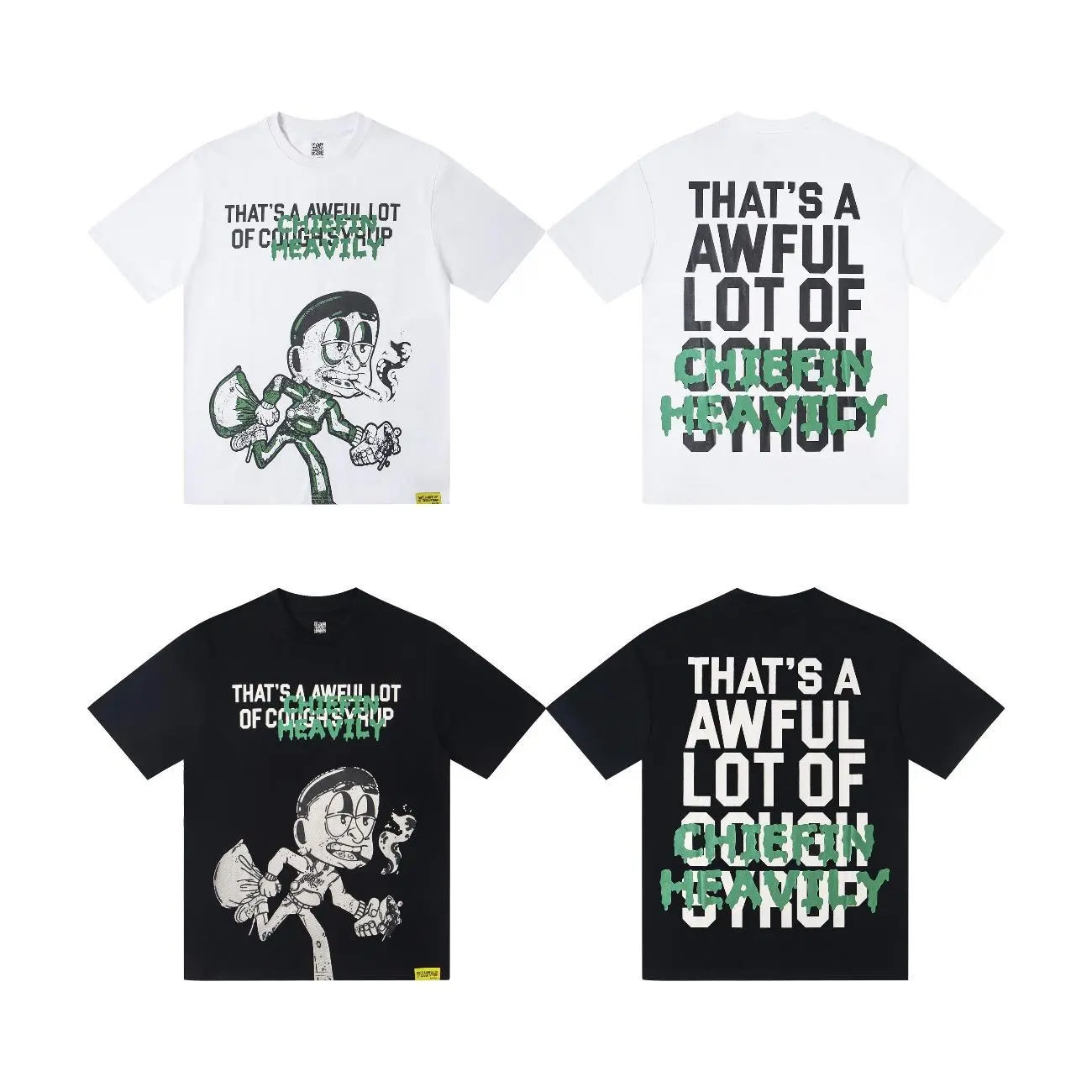 THAT'S AN AWFUL LOT OF COUGH SYRUP Graphic Sports T-Shirt, Unisex Oversized Combed Double Yarn Pure Cotton Short-Sleeve, American Minimalist Black & Ivory Y2K Hip Hop 2026 Summer Coachella Streetwear Slim Shape Men's Moisture Wicking