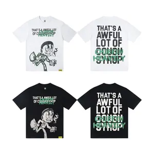 THAT'S AN AWFUL LOT OF COUGH SYRUP Graphic Sports T-Shirt, Unisex Oversized Combed Double Yarn Pure Cotton Short-Sleeve, American Minimalist Black & Ivory Y2K Hip Hop 2026 Summer Coachella Streetwear Slim Shape Men's Moisture Wicking