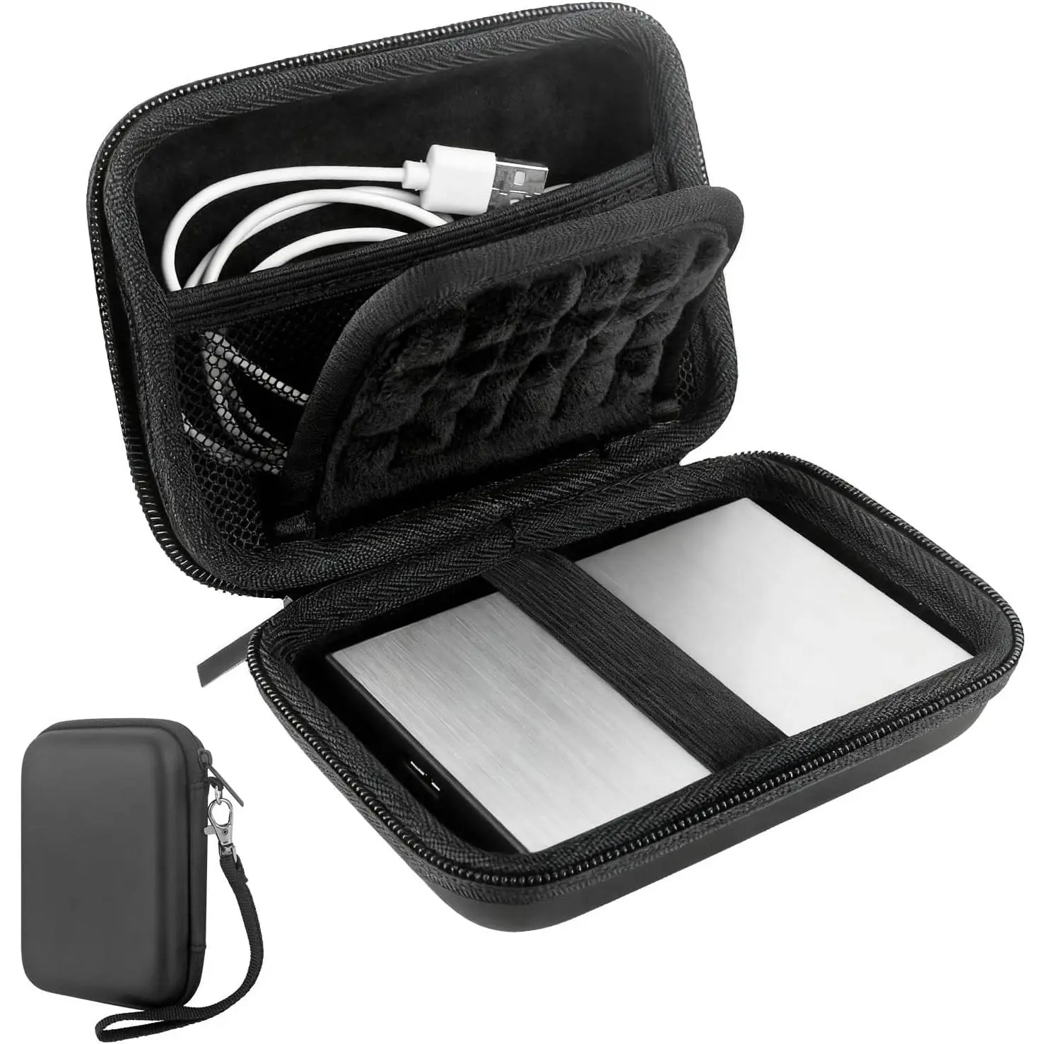 Hard Drive Case, Portable External Hard Drive Case Protective Storage Case | Shockproof Travel Tech Organizer Pouch with SD Card Slots, Mesh  Pocket,  Storage Bag for Passport Hard Drives