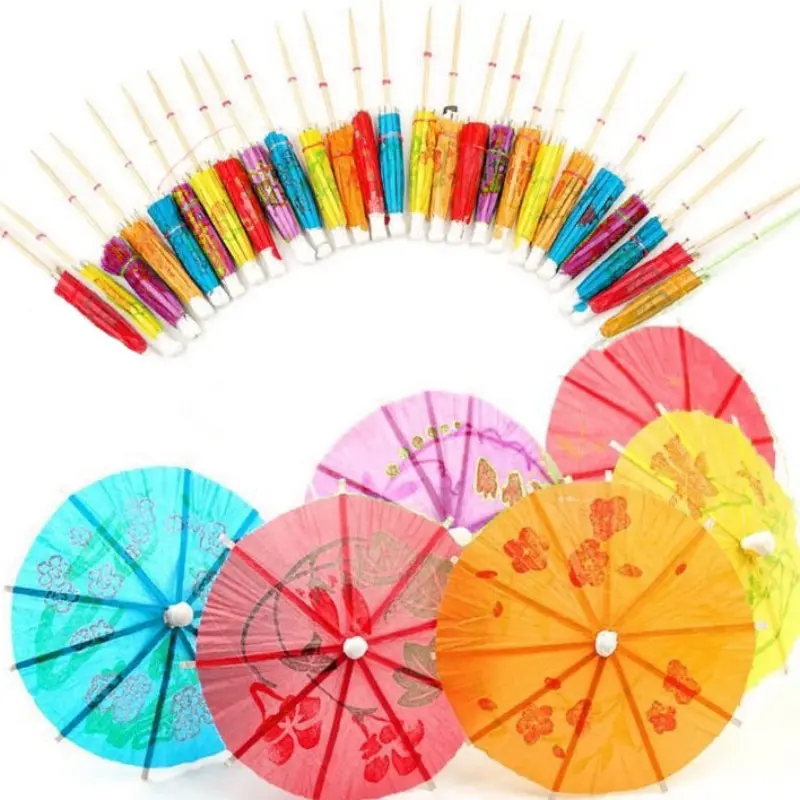 Cocktail Umbrellas for Drinks Garnish, 4 IN Mini PaperDrink Umbrellas Cocktail Picks, Decorative UmbrellaToothpicks Fruit Sticks, Tropical Hawaiian Luau Tiki PartyDecorations Accessories 5OPCS