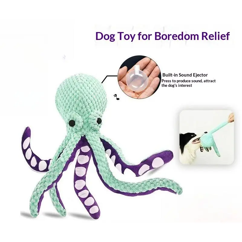 Pet products Big octopus resistant to biting teeth, stuffy relief artifact sounding large plush toy octopus