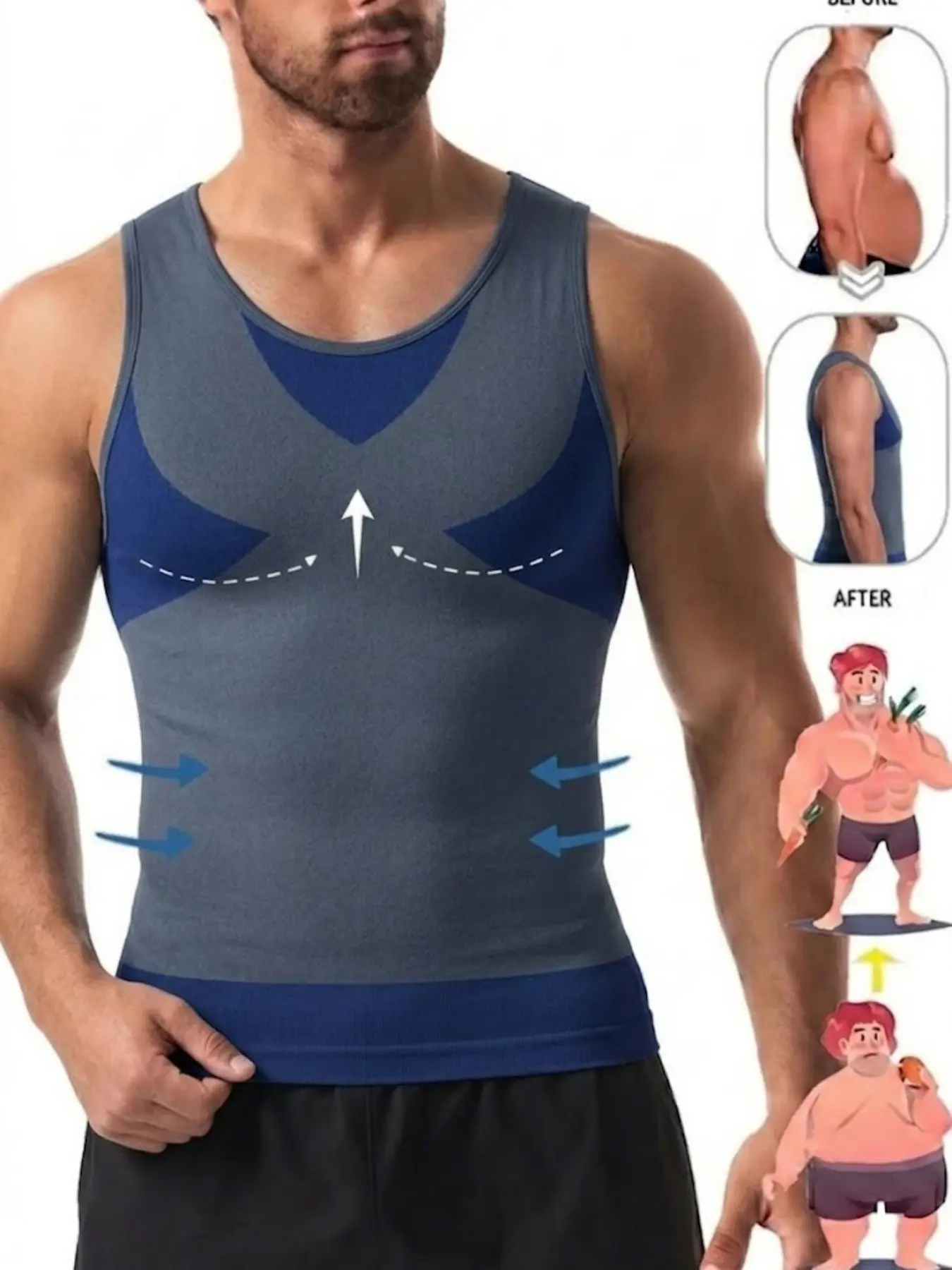 1 Count Men's High Compression Shapewear Tank Tops, Tummy ControlSleeveless Shirt, Tight Slimming Undershirt, Underwear Workout Vest for Men, Muscle Enhancing Workout Tank Top, Perfect For Daily Wear & Sports
