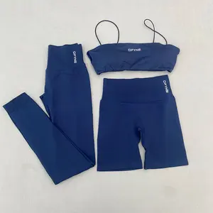 DFYNE Seamless Gym Outfit for Women – Matching Yoga Set with Bra, Sculpting Shorts & Leggings, High Stretch Activewear