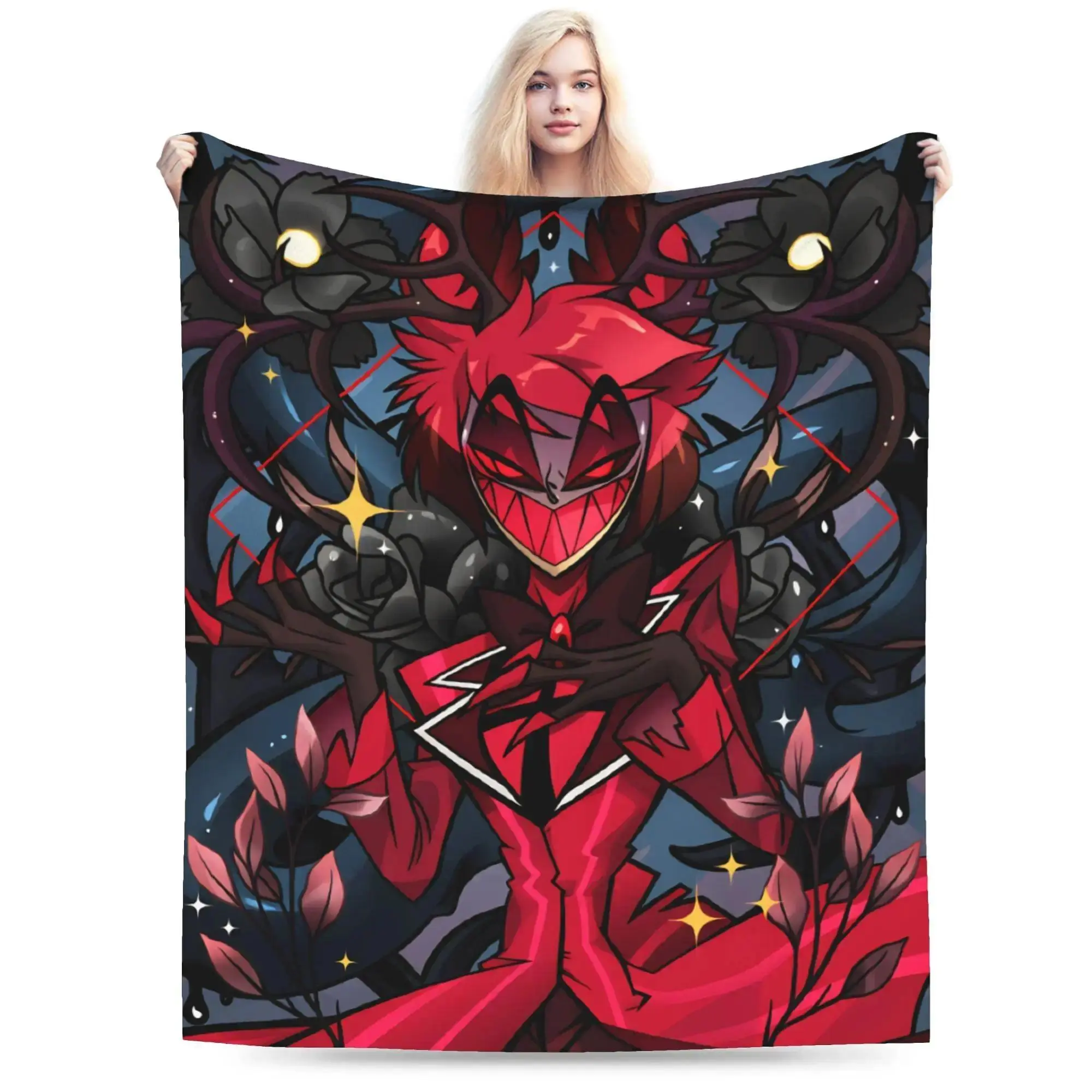 Warm Blanket Child Picnic Relax Alastor Vox Throw Blanket Hazbines Hoteles Flannel Bedspread For Bedroom Pattern Sofa Bed Cover