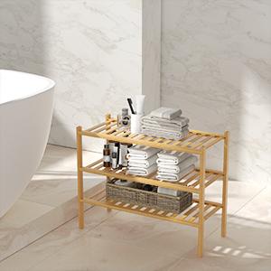 3 Tier Bamboo Shoe Rack for Closet Free Standing Wood Shoe Shelf Storage Organizer for Entryway Small Space Stackable 27"x11"x20" (Natural)