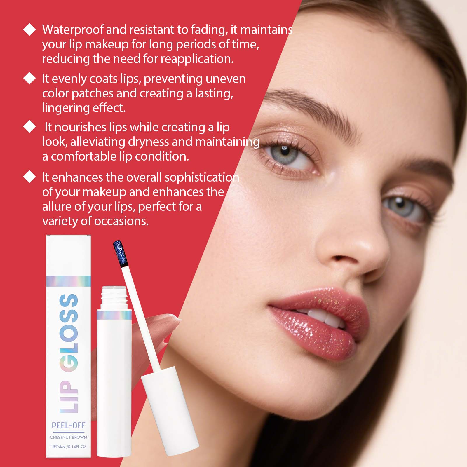 The Peel-Off Lip Gloss Naturally Shows Color, Has A Gentle Luster, Is Light And Non-Sticky, And Is Versatile And Portable