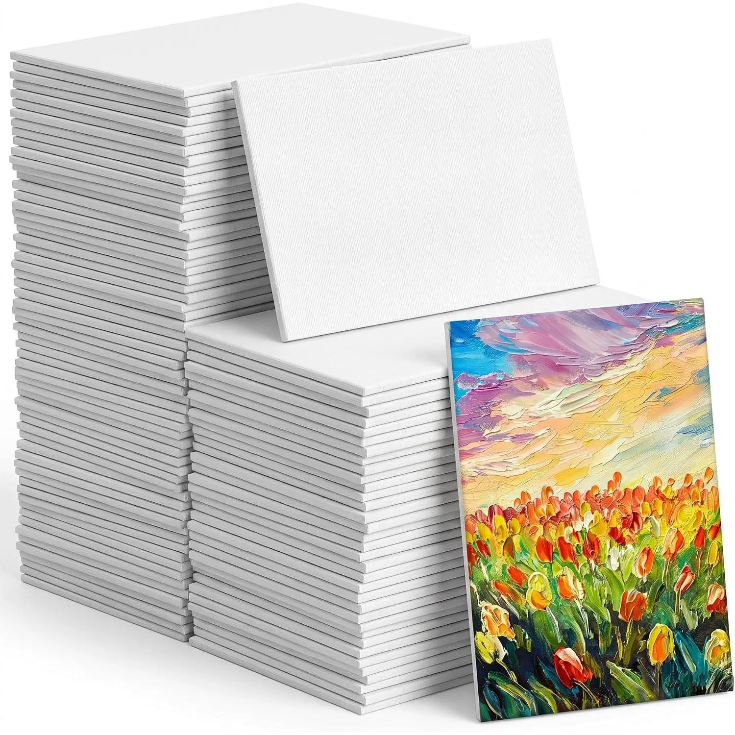 100 Pcs 4 x 6 Inch Mini Painting Canvas Panels Bulk Tiny Art Canvases for Painting Cotton Blank White Small Canvas Acid Free Boards for Watercolor Acrylic Oil Paint