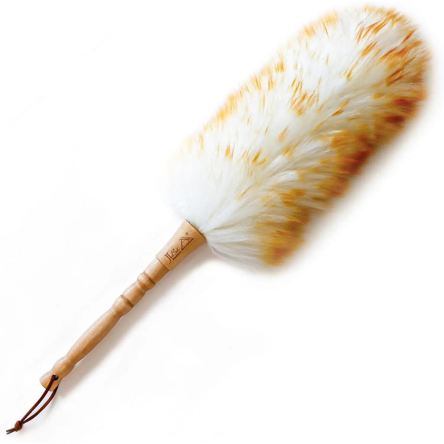 Lambswool Fiber Bendable Duster Brush - Solid Wood Long Handle, Flexible Head, Anti-Static Comfortable Grip, 17.8in Long-Handled Duster for Home/Office, Convenient to Dust Hard-to-Reach Areas
