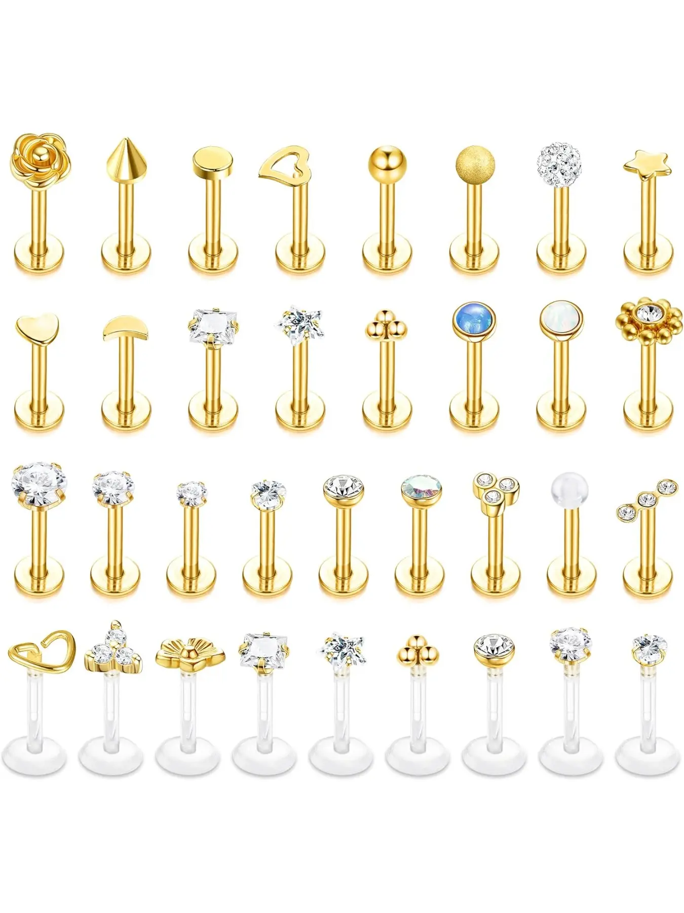 Lip Rings for Women Men 16G Medusa Labret Lip Piercing Jewelry 6MM 8MM Lip Ring Studs Silver Gold Black Rose Gold Tragus Helix Cartilage Earrings